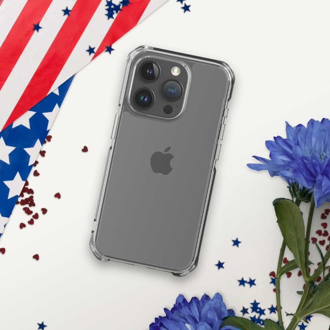 Casemox Clear iPhone Case - USA Flag Background